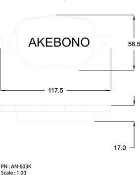 Akebono AN-603K - Комплект спирачно феродо, дискови спирачки vvparts.bg