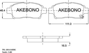 Akebono AN-618WK - Комплект спирачно феродо, дискови спирачки vvparts.bg