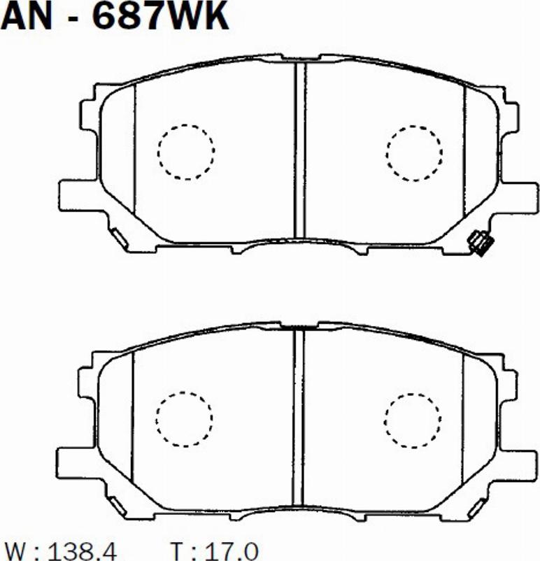 Akebono AN-687WK - Комплект спирачно феродо, дискови спирачки vvparts.bg