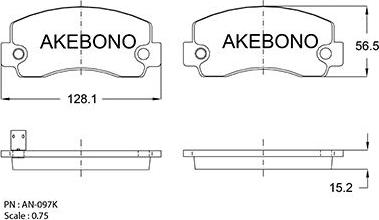 Akebono AN-097KE - Комплект спирачно феродо, дискови спирачки vvparts.bg