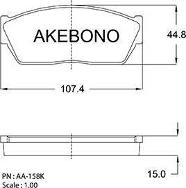 Akebono AN-158K - Комплект спирачно феродо, дискови спирачки vvparts.bg