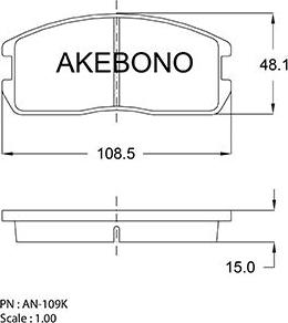 Akebono AN-109KE - Комплект спирачно феродо, дискови спирачки vvparts.bg