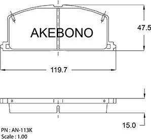 Akebono AN-113K - Комплект спирачно феродо, дискови спирачки vvparts.bg