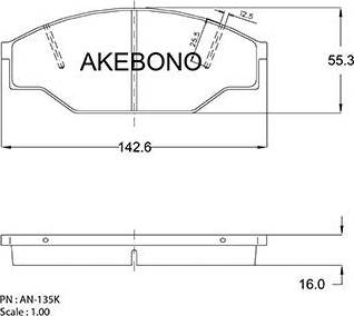 Akebono AN-135K - Комплект спирачно феродо, дискови спирачки vvparts.bg