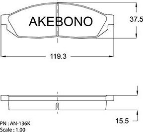Akebono AN-136K - Комплект спирачно феродо, дискови спирачки vvparts.bg