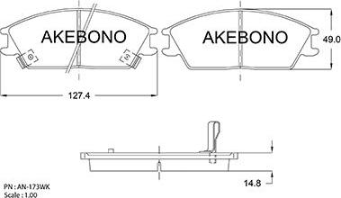 Akebono AN-173WKE - Комплект спирачно феродо, дискови спирачки vvparts.bg