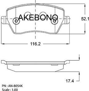 Akebono AN-8054K - Комплект спирачно феродо, дискови спирачки vvparts.bg