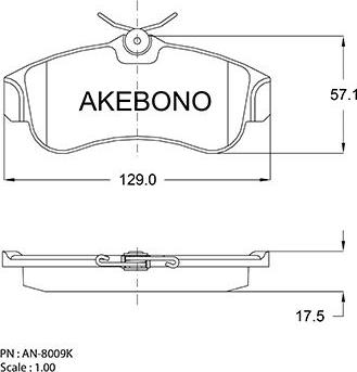 Akebono AN-8009K - Комплект спирачно феродо, дискови спирачки vvparts.bg