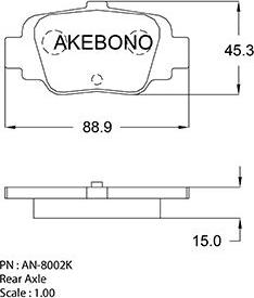 Akebono AN-8002K - Комплект спирачно феродо, дискови спирачки vvparts.bg