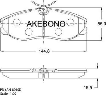 Akebono AN-8010K - Комплект спирачно феродо, дискови спирачки vvparts.bg