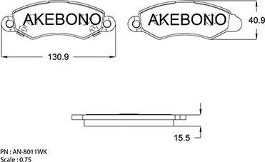 Akebono AN-8011WK - Комплект спирачно феродо, дискови спирачки vvparts.bg