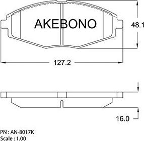 Akebono AN-8017K - Комплект спирачно феродо, дискови спирачки vvparts.bg