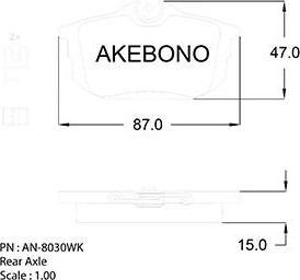 Akebono AN-8030WK - Комплект спирачно феродо, дискови спирачки vvparts.bg