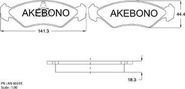 Akebono AN-8031KE - Комплект спирачно феродо, дискови спирачки vvparts.bg