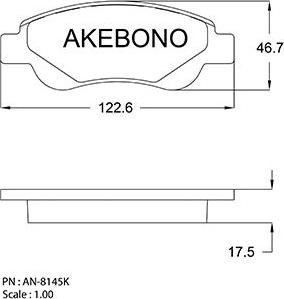 Akebono AN-8145K - Комплект спирачно феродо, дискови спирачки vvparts.bg