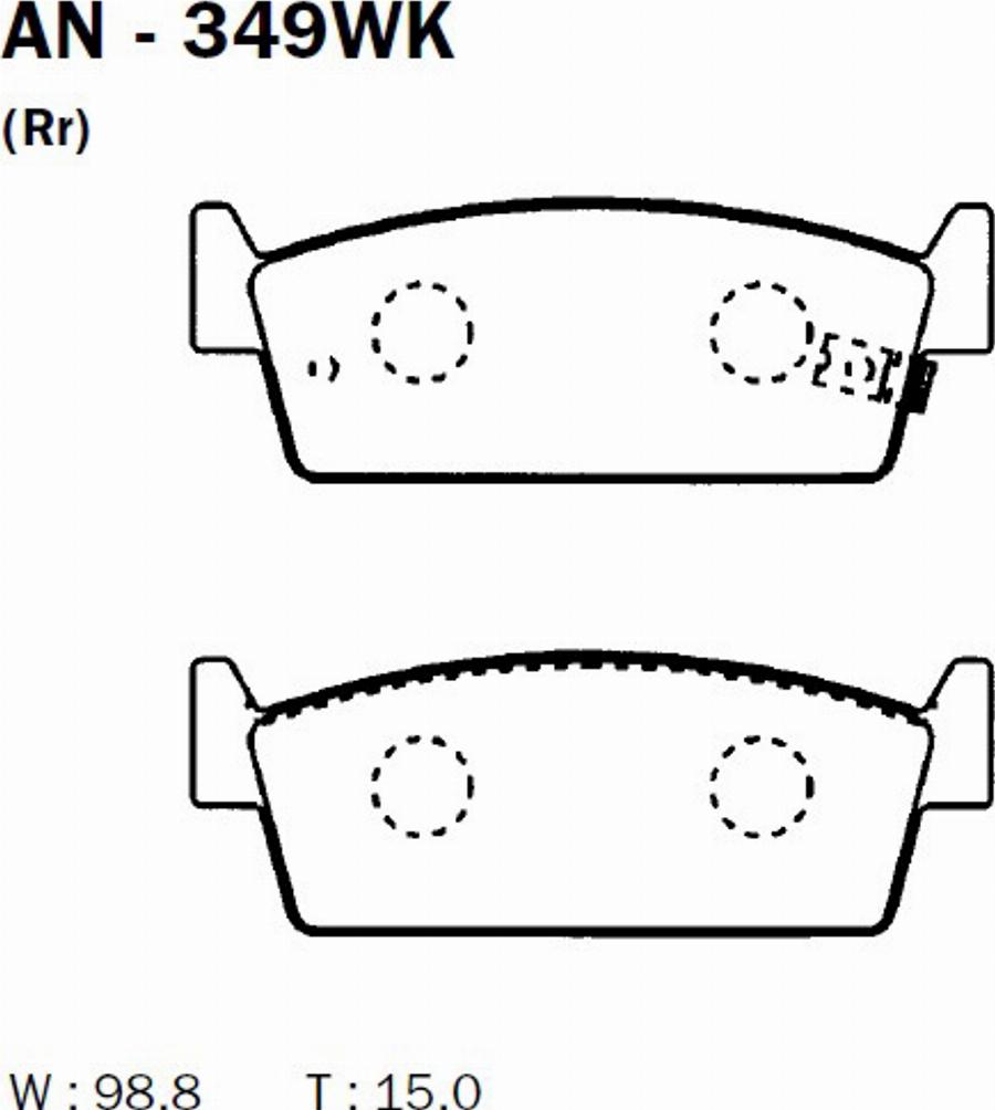 Akebono AN-349WK - Комплект спирачно феродо, дискови спирачки vvparts.bg