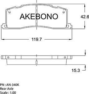 Akebono AN-340KE - Комплект спирачно феродо, дискови спирачки vvparts.bg