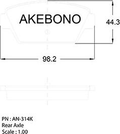 Akebono AN-314K - Комплект спирачно феродо, дискови спирачки vvparts.bg