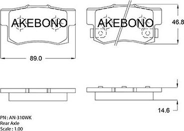 Akebono AN-310WK - Комплект спирачно феродо, дискови спирачки vvparts.bg