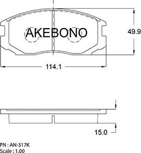 Akebono AN-317K - Комплект спирачно феродо, дискови спирачки vvparts.bg