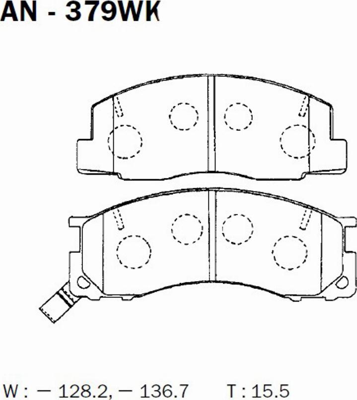 Akebono AN-379WK - Комплект спирачно феродо, дискови спирачки vvparts.bg