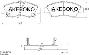 Akebono AN-377WK - Комплект спирачно феродо, дискови спирачки vvparts.bg