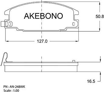 Akebono AN-248WKE - Комплект спирачно феродо, дискови спирачки vvparts.bg