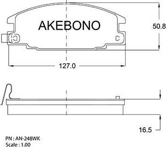 Akebono AN-248WK - Комплект спирачно феродо, дискови спирачки vvparts.bg