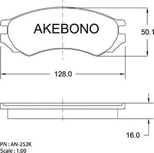 Akebono AN-252KE - Комплект спирачно феродо, дискови спирачки vvparts.bg