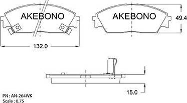 Akebono AN-264WK - Комплект спирачно феродо, дискови спирачки vvparts.bg