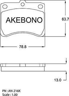 Akebono AN-216K - Комплект спирачно феродо, дискови спирачки vvparts.bg