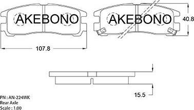 Akebono AN-224WK - Комплект спирачно феродо, дискови спирачки vvparts.bg