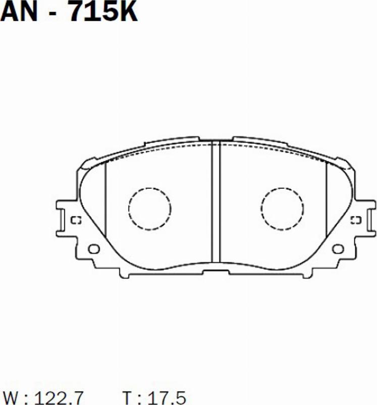 Akebono AN-715K - Комплект спирачно феродо, дискови спирачки vvparts.bg