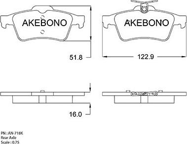 Akebono AN-718KE - Комплект спирачно феродо, дискови спирачки vvparts.bg