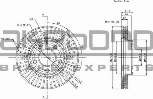 Akebono BN-0996 - Спирачен диск vvparts.bg