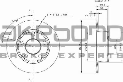 Akebono BN-0993E - Спирачен диск vvparts.bg