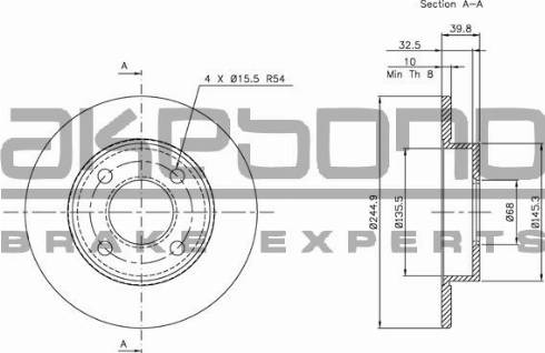 Akebono BN-0908 - Спирачен диск vvparts.bg