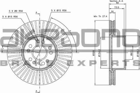 Akebono BN-0902E - Спирачен диск vvparts.bg