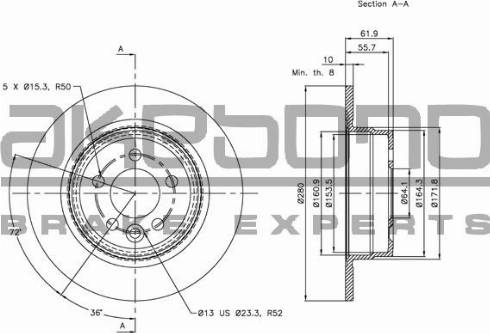 Akebono BN-0911 - Спирачен диск vvparts.bg