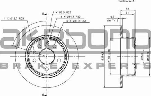 Akebono BN-0918 - Спирачен диск vvparts.bg