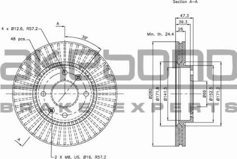 Akebono BN-0913 - Спирачен диск vvparts.bg