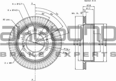 Akebono BN-0912E - Спирачен диск vvparts.bg