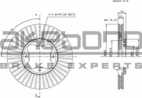 Akebono BN-0983 - Спирачен диск vvparts.bg