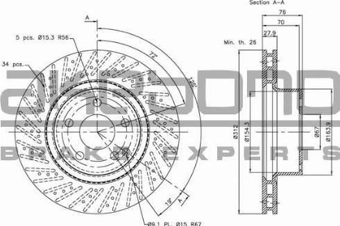 Akebono BN-0932 - Спирачен диск vvparts.bg