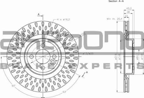 Akebono BN-0924 - Спирачен диск vvparts.bg