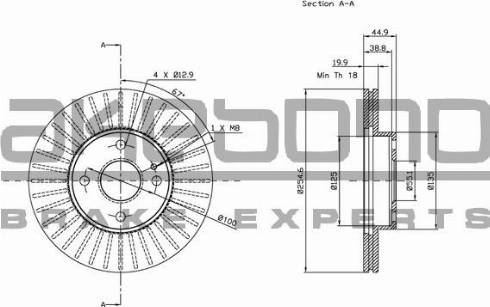 Akebono BN-0490 - Спирачен диск vvparts.bg