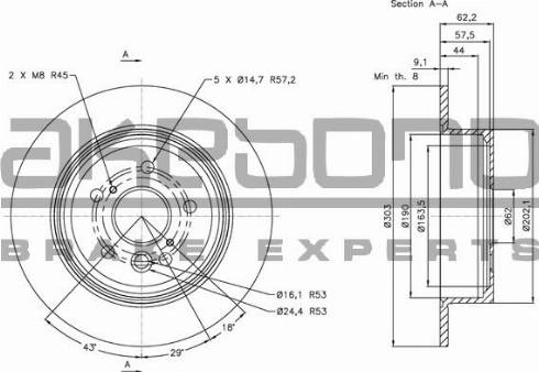 Akebono BN-0497 - Спирачен диск vvparts.bg