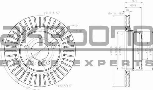 Akebono BN-0444 - Спирачен диск vvparts.bg