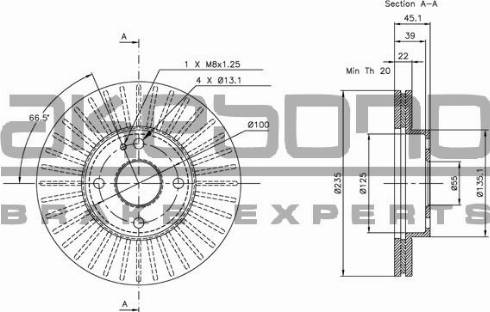 Akebono BN-0458 - Спирачен диск vvparts.bg