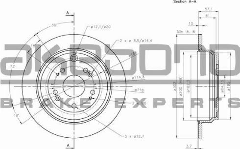 Akebono BN-0453 - Спирачен диск vvparts.bg